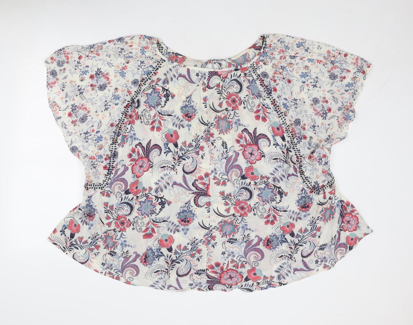 Monsoon Womens Multicoloured Floral Polyester Basic Blouse Size 20 Boat Neck