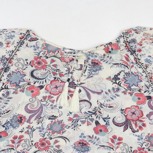Monsoon Womens Multicoloured Floral Polyester Basic Blouse Size 20 Boat Neck