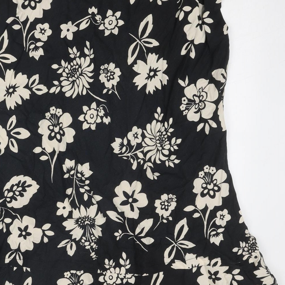 Marks and Spencer Womens Black Floral Linen Trumpet Skirt Size 20