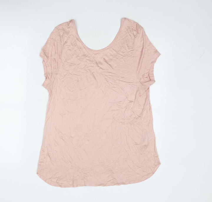 Body Flirt Womens Pink Viscose Basic T-Shirt Size M Scoop Neck