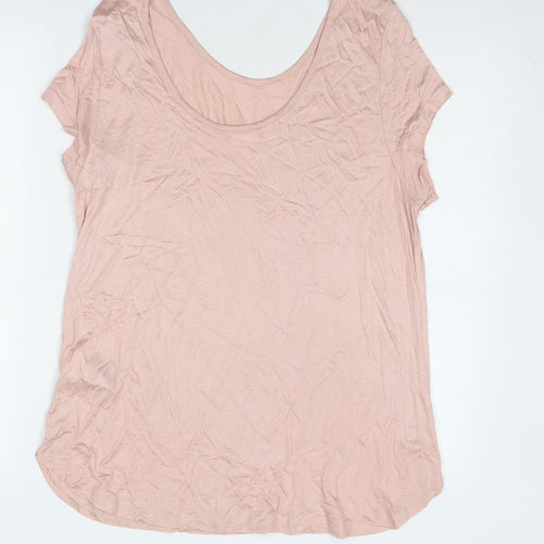 Body Flirt Womens Pink Viscose Basic T-Shirt Size M Scoop Neck