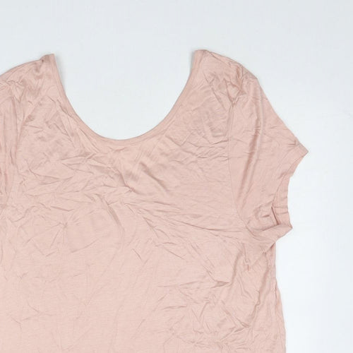Body Flirt Womens Pink Viscose Basic T-Shirt Size M Scoop Neck