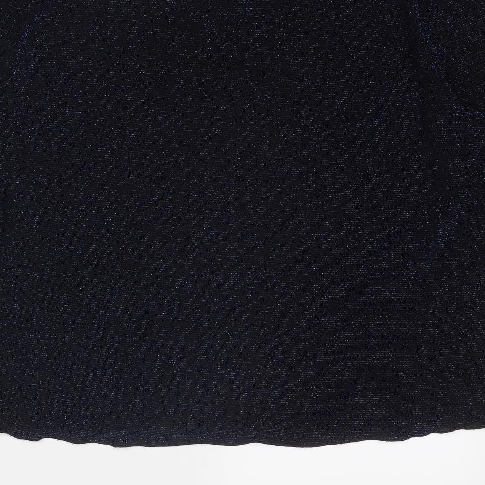 Bonmarché Womens Blue Nylon Basic Blouse Size L V-Neck - Embellished Neckline