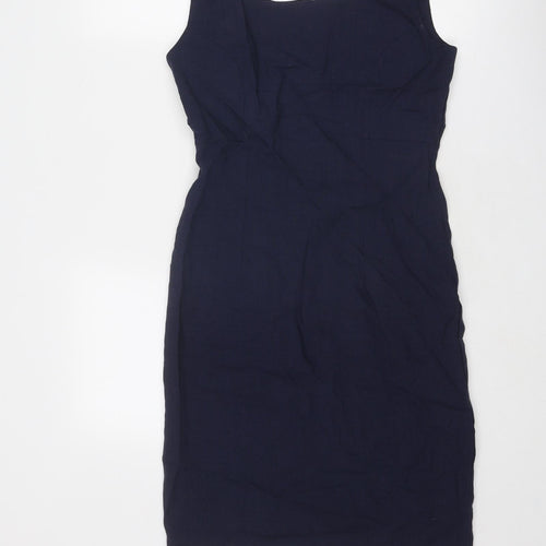 NEXT Womens Blue Polyester Shift Size 12 Square Neck Zip
