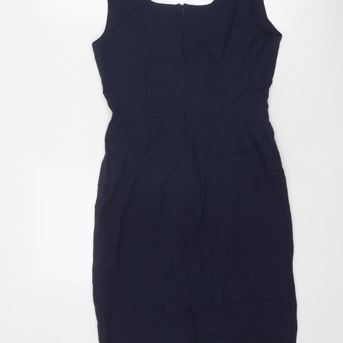 NEXT Womens Blue Polyester Shift Size 12 Square Neck Zip