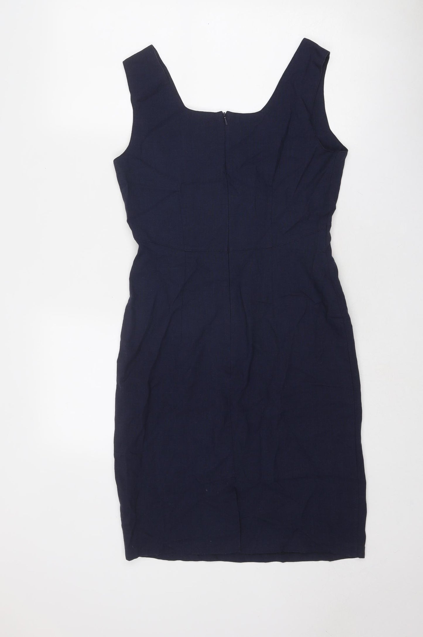 NEXT Womens Blue Polyester Shift Size 12 Square Neck Zip