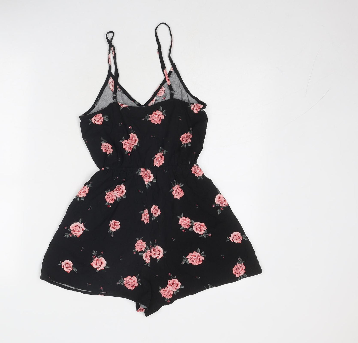 Divided by H&M Womens Black Floral Viscose Playsuit One-Piece Size 6 Pullover