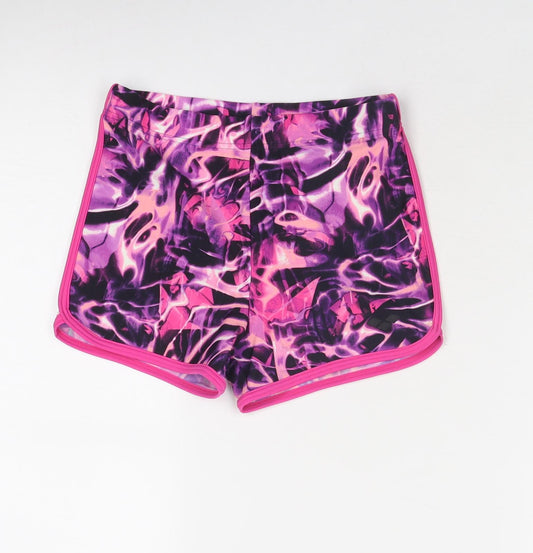 Arena Womens Purple Geometric Polyester Sweat Shorts Size 6 Regular