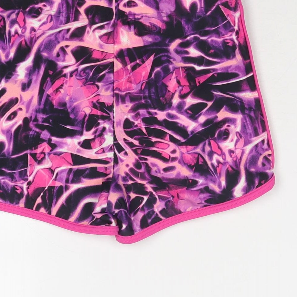 Arena Womens Purple Geometric Polyester Sweat Shorts Size 6 Regular