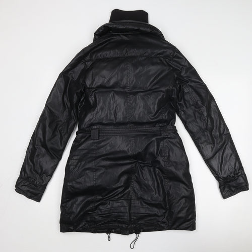 DKNY Womens Black Overcoat Coat Size S Zip