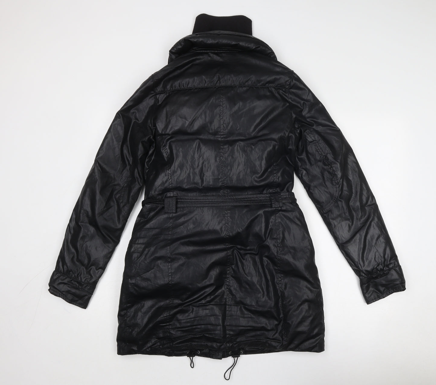 DKNY Womens Black Overcoat Coat Size S Zip