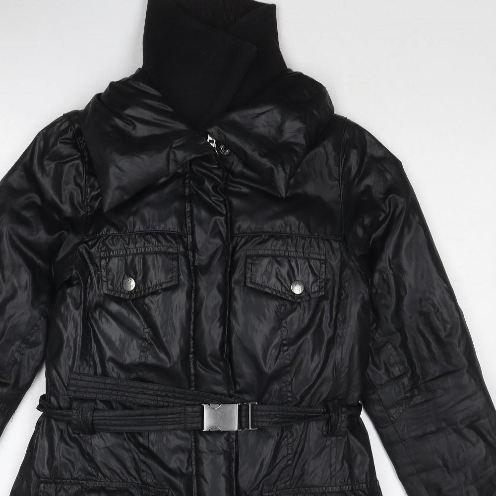 DKNY Womens Black Overcoat Coat Size S Zip