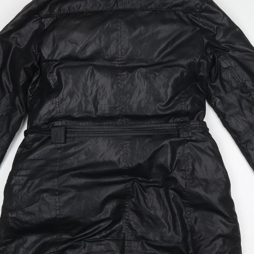 DKNY Womens Black Overcoat Coat Size S Zip