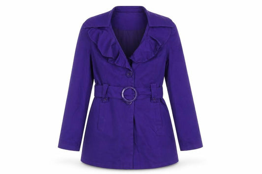 Front view of Debenhams women’s purple jacket, size UK 8, button