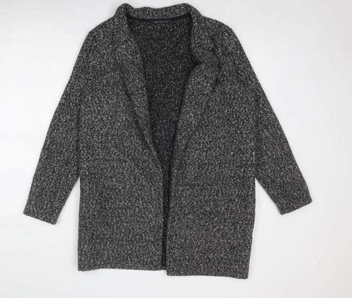 Marks and Spencer Womens Grey Geometric Overcoat Coat Size 14