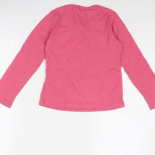 NEXT Girls Pink Cotton Pullover T-Shirt Size 8 Years Round Neck Button