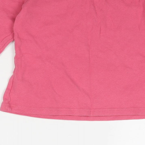 NEXT Girls Pink Cotton Pullover T-Shirt Size 8 Years Round Neck Button