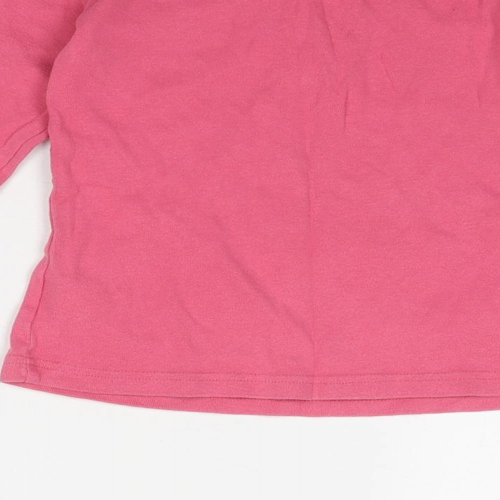 NEXT Girls Pink Cotton Pullover T-Shirt Size 8 Years Round Neck Button