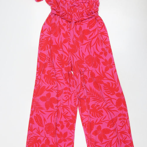 Et Vous Womens Pink Floral Polyester Jumpsuit One-Piece Size 10 Pullover