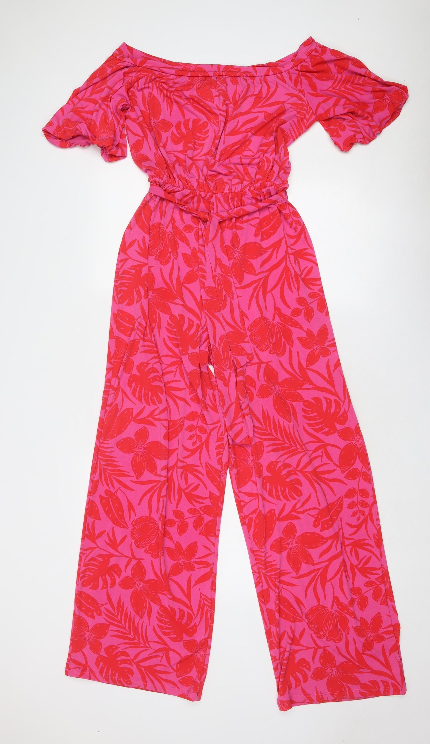 Et Vous Womens Pink Floral Polyester Jumpsuit One-Piece Size 10 Pullover