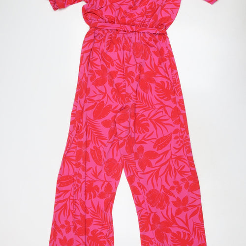 Et Vous Womens Pink Floral Polyester Jumpsuit One-Piece Size 10 Pullover