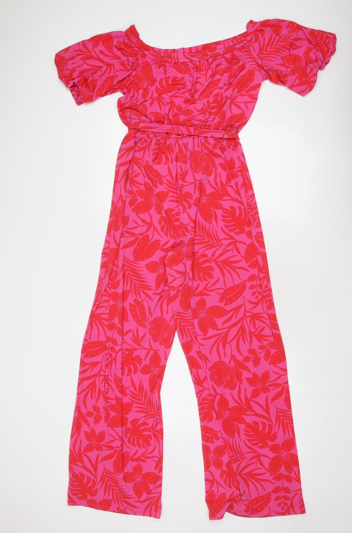 Et Vous Womens Pink Floral Polyester Jumpsuit One-Piece Size 10 Pullover