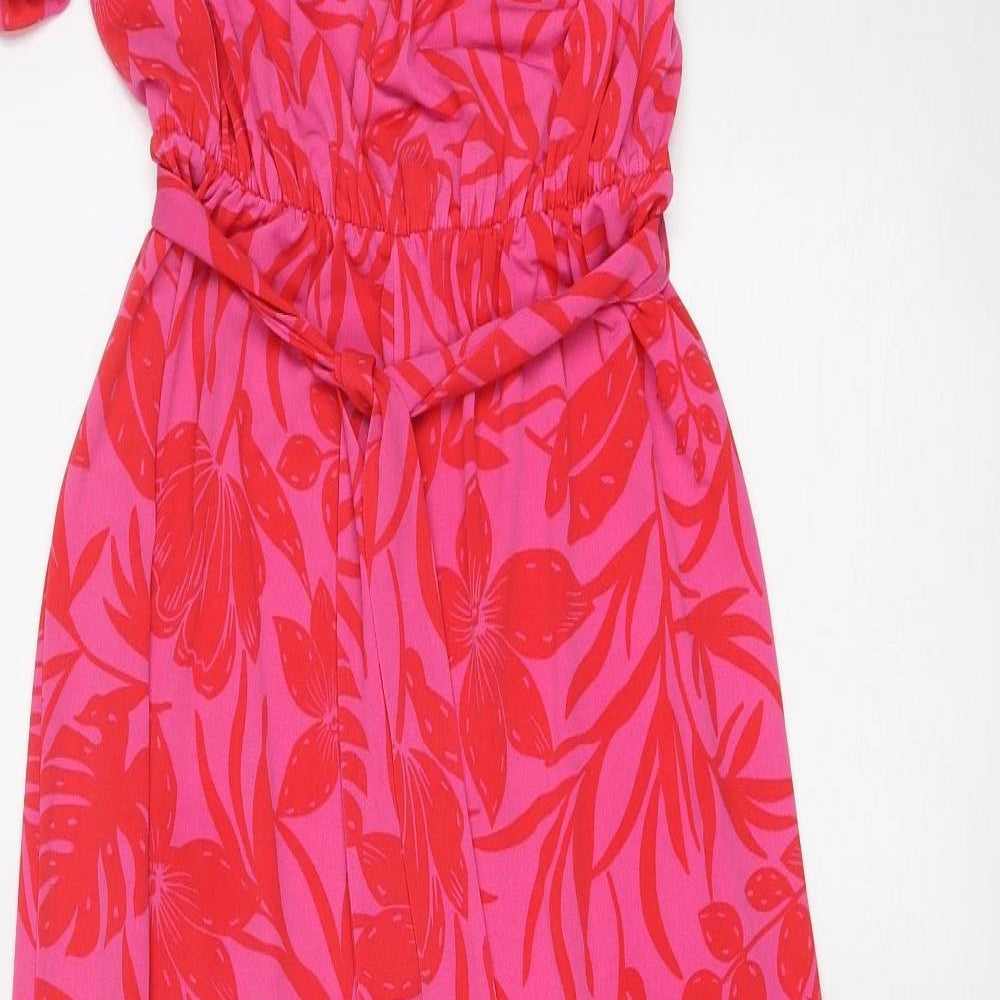 Et Vous Womens Pink Floral Polyester Jumpsuit One-Piece Size 10 Pullover
