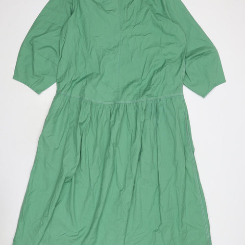 Jigsaw Womens Green Cotton Trapeze & Swing Size 8 V-Neck Pullover