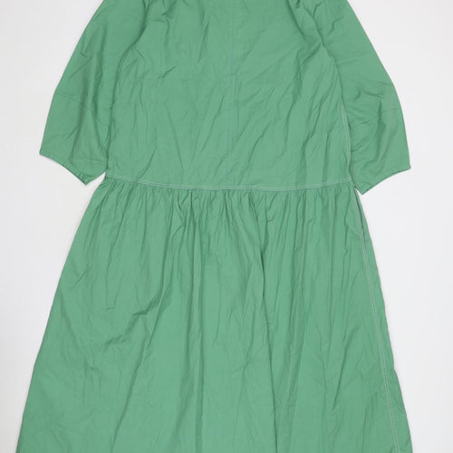Jigsaw Womens Green Cotton Trapeze & Swing Size 8 V-Neck Pullover
