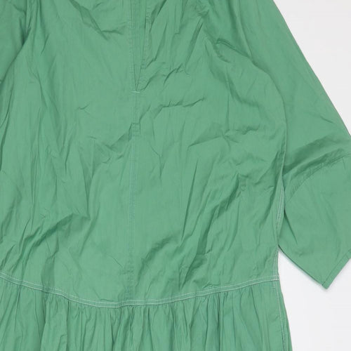 Jigsaw Womens Green Cotton Trapeze & Swing Size 8 V-Neck Pullover