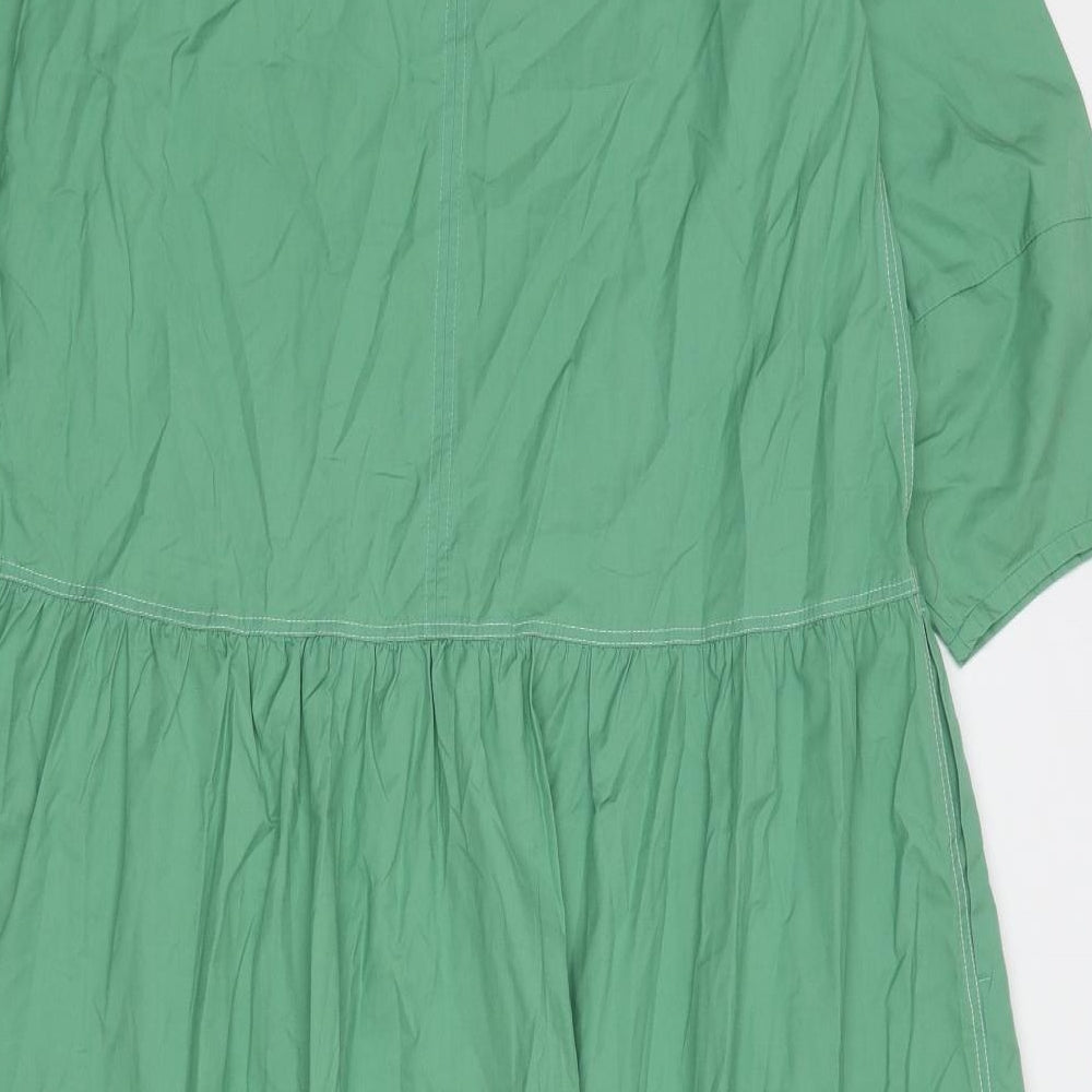 Jigsaw Womens Green Cotton Trapeze & Swing Size 8 V-Neck Pullover