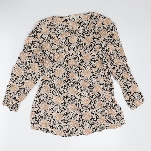 Fat Face Womens Beige Viscose Basic Blouse Size 8 V-Neck