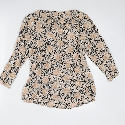 Fat Face Womens Beige Viscose Basic Blouse Size 8 V-Neck