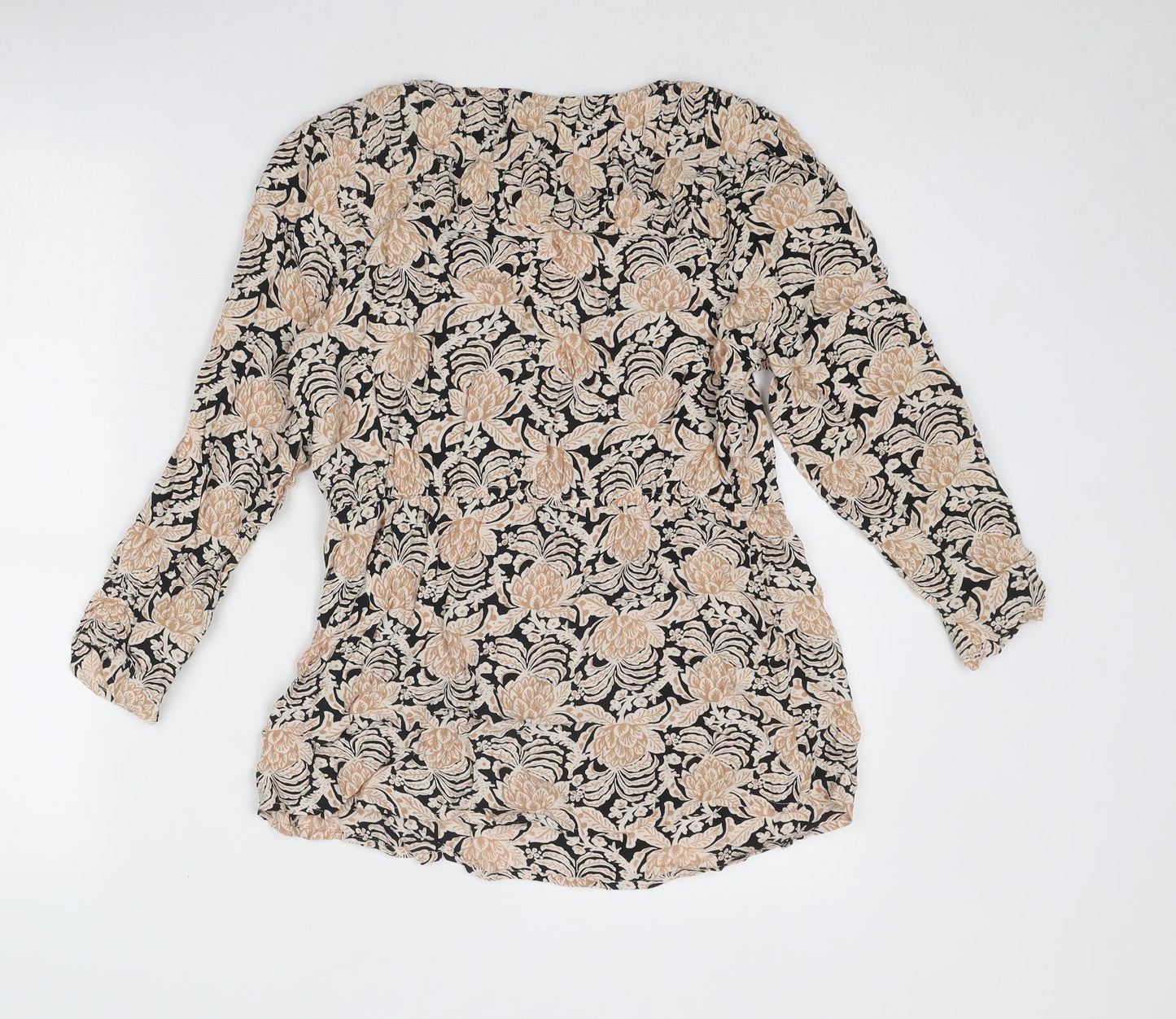 Fat Face Womens Beige Viscose Basic Blouse Size 8 V-Neck