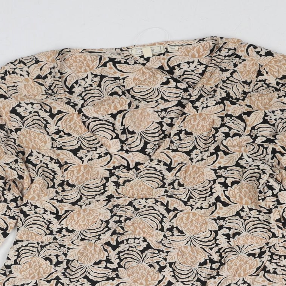 Fat Face Womens Beige Viscose Basic Blouse Size 8 V-Neck