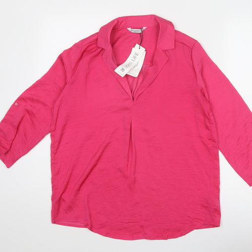 Stradivarius Womens Pink Polyester Basic Blouse Size S Collared