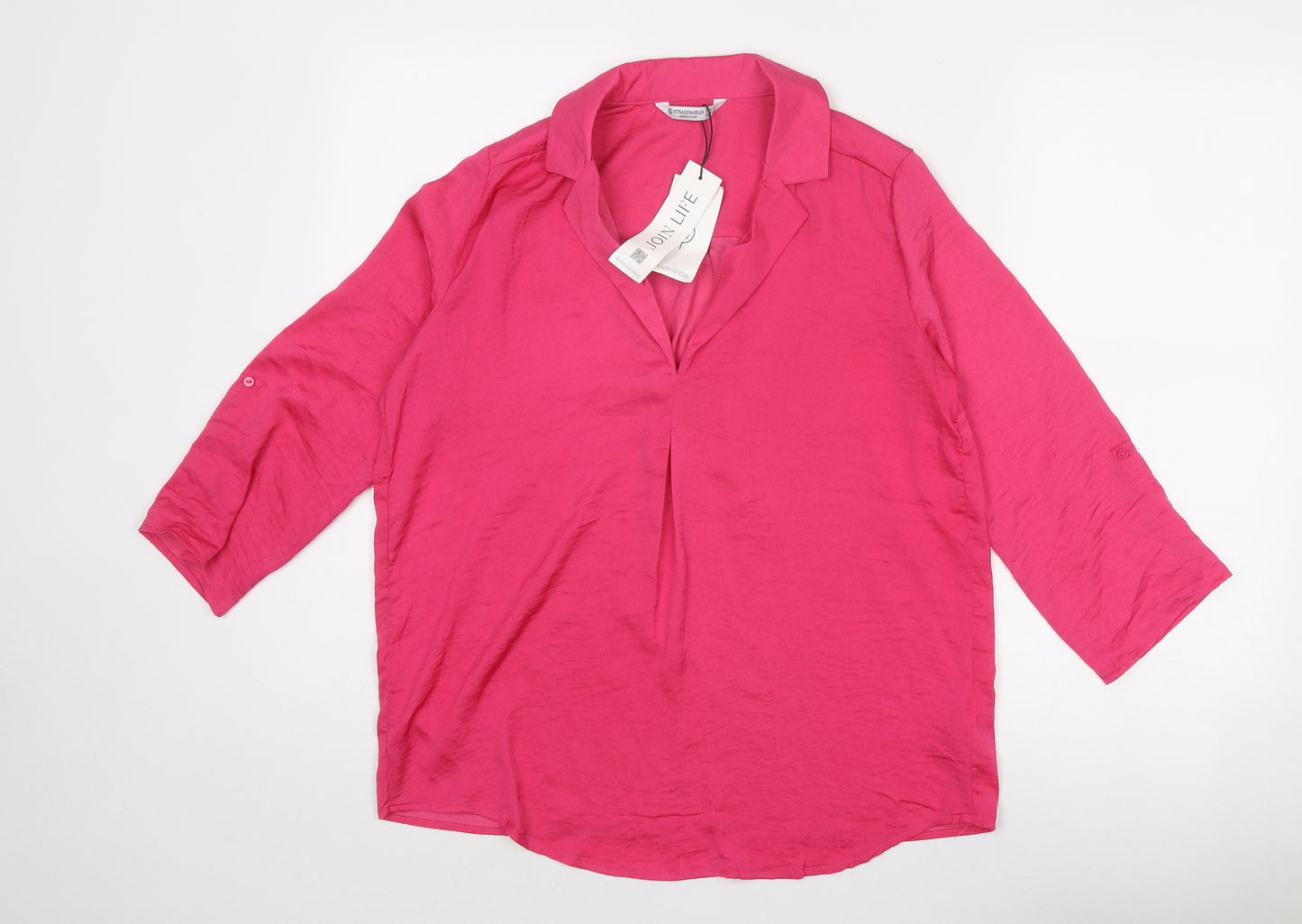 Stradivarius Womens Pink Polyester Basic Blouse Size S Collared