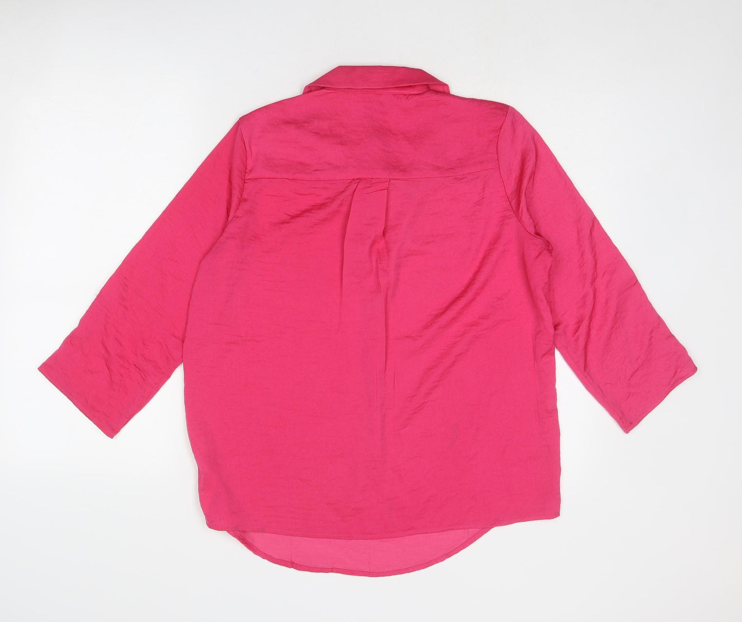 Stradivarius Womens Pink Polyester Basic Blouse Size S Collared