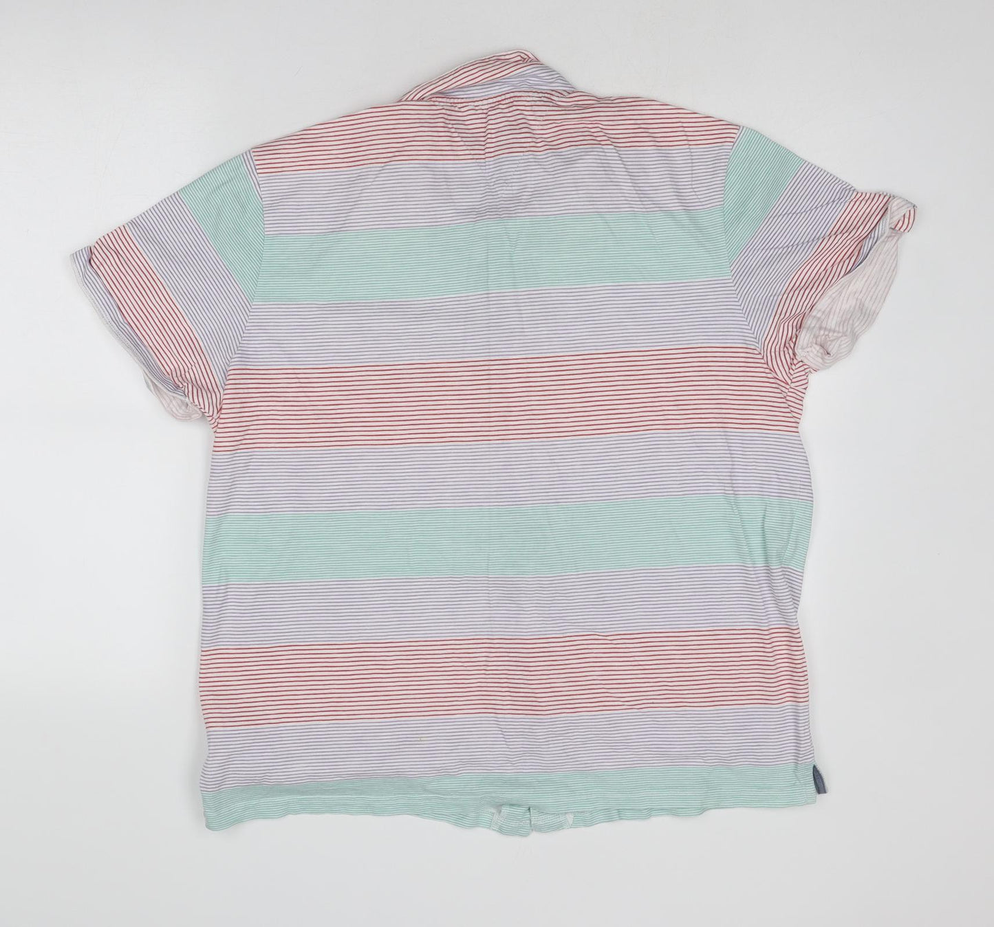 RJR.John Rocha Mens Multicoloured Striped Cotton Polo Size L Collared Button