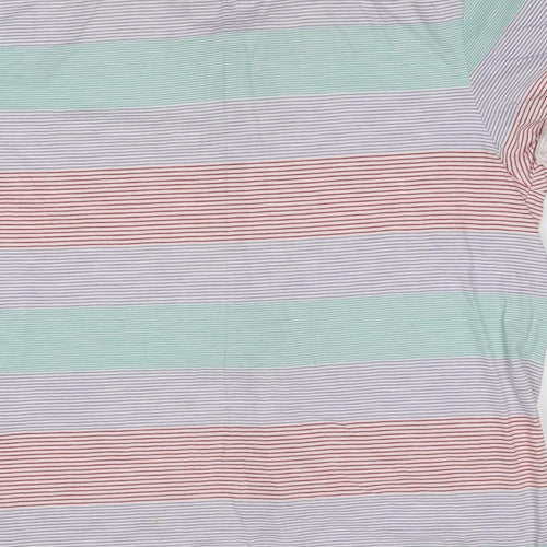 RJR.John Rocha Mens Multicoloured Striped Cotton Polo Size L Collared Button