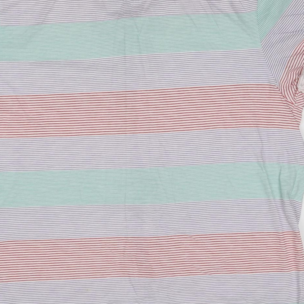 RJR.John Rocha Mens Multicoloured Striped Cotton Polo Size L Collared Button