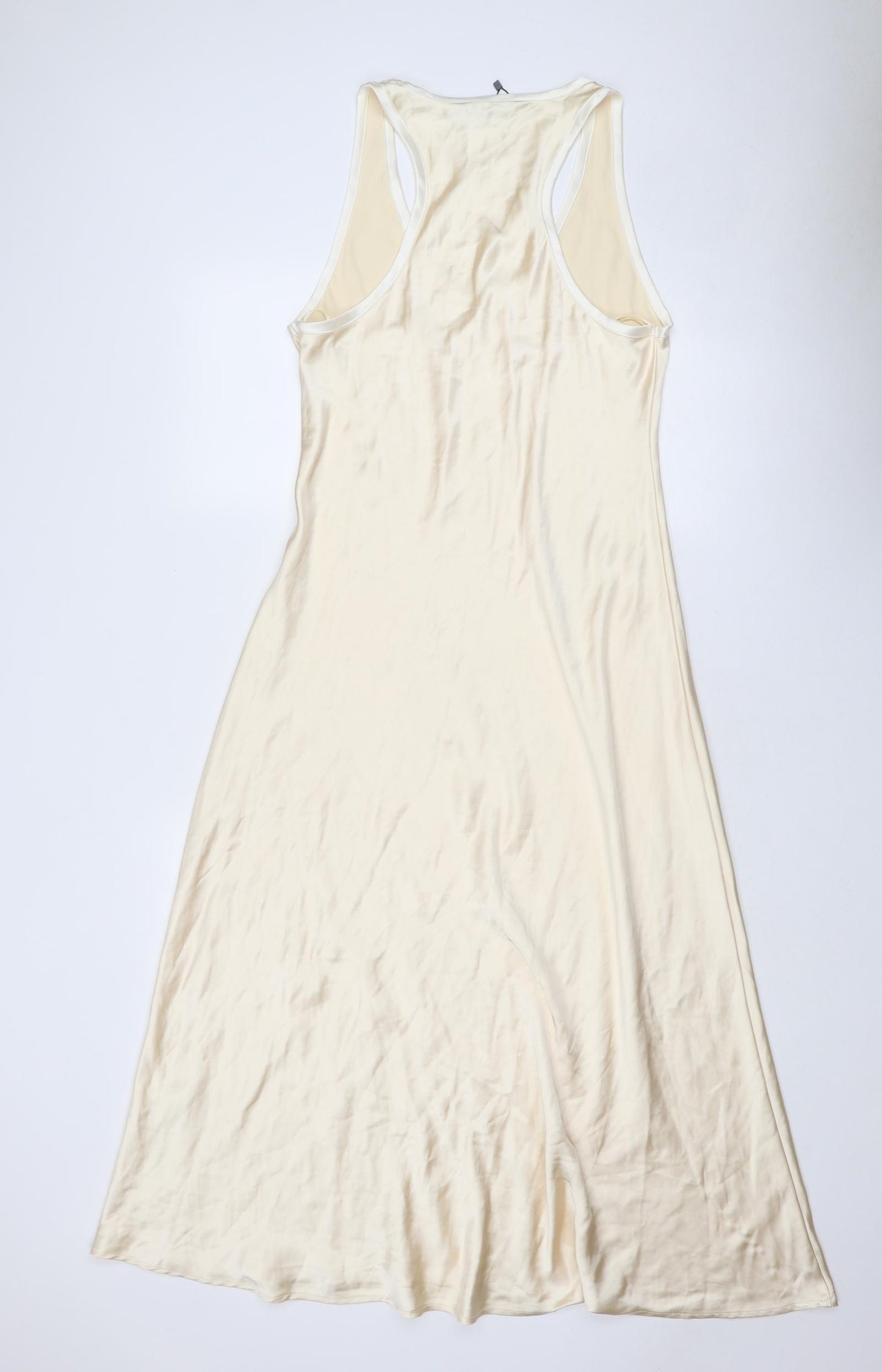 Zara Womens Beige Polyester Maxi Size L V-Neck Pullover