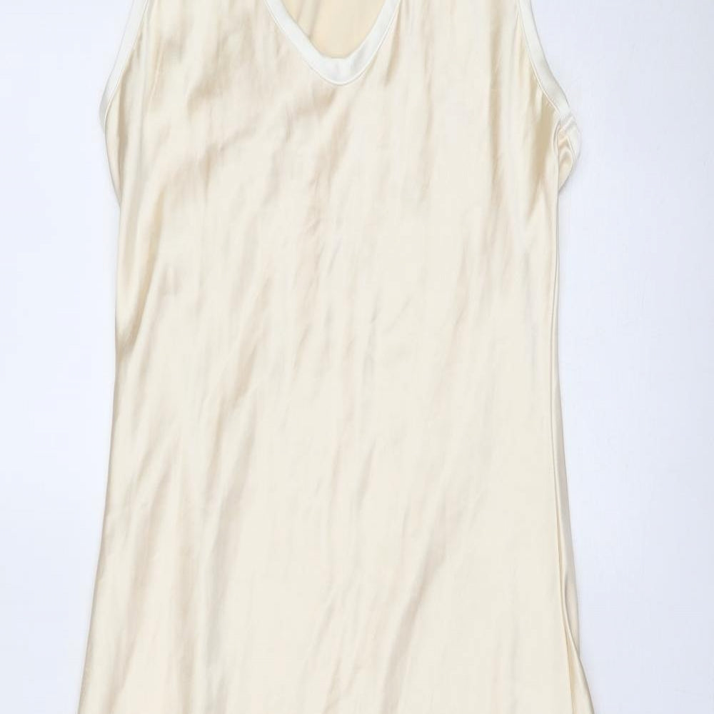 Zara Womens Beige Polyester Maxi Size L V-Neck Pullover