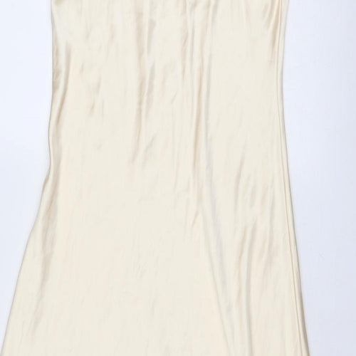 Zara Womens Beige Polyester Maxi Size L V-Neck Pullover