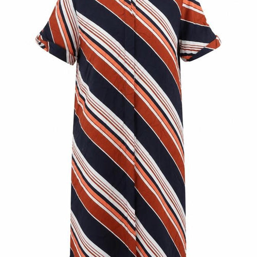 Dorothy Perkins Womens Multicoloured Striped Viscose Shirt Dress Size 8 Collared Button