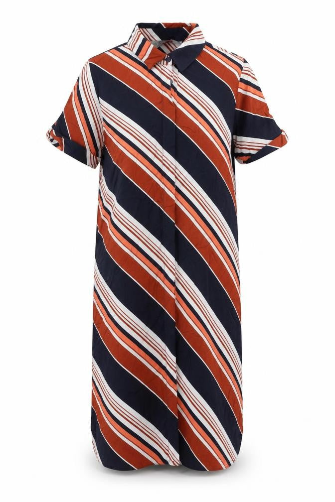 Dorothy Perkins Womens Multicoloured Striped Viscose Shirt Dress Size 8 Collared Button