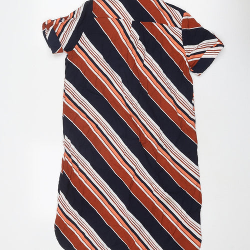 Dorothy Perkins Womens Multicoloured Striped Viscose Shirt Dress Size 8 Collared Button