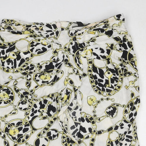 Topshop Womens Multicoloured Geometric Viscose A-Line Skirt Size 6 Zip