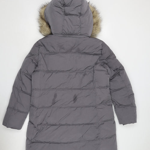 Marks and Spencer Womens Grey Quilted Coat Size 16 Zip