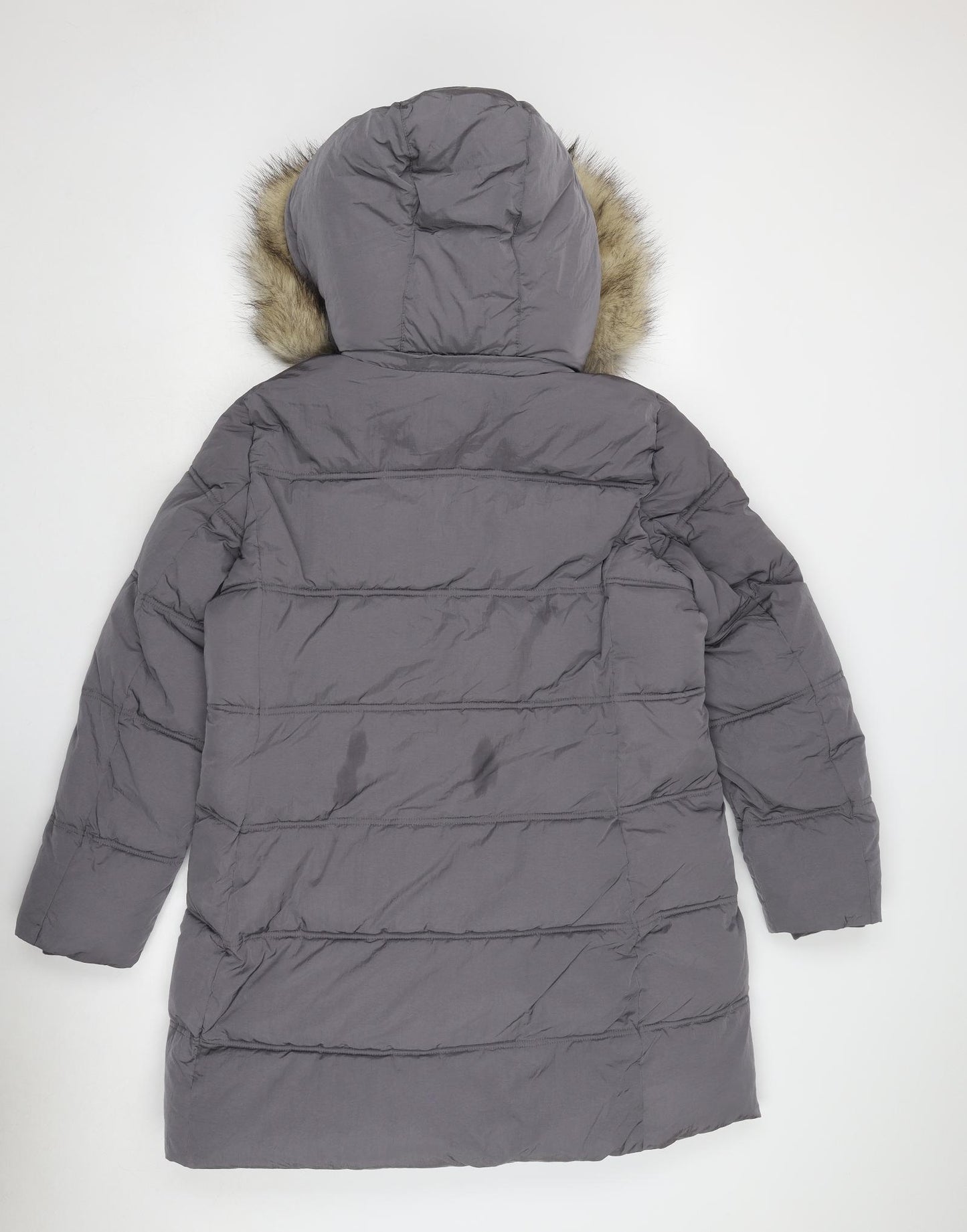 Marks and Spencer Womens Grey Quilted Coat Size 16 Zip